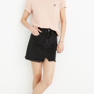 Madewell Rigid Denim A-Line Mini Skirt in Lunar Wash: Cutout Edition